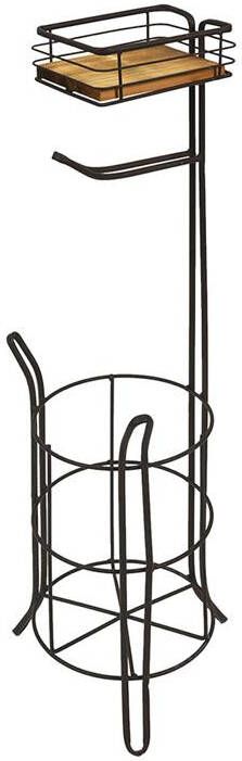 Clayre & Eef WC Rol houder 23x21x70 cm Bruin Ijzer Hout