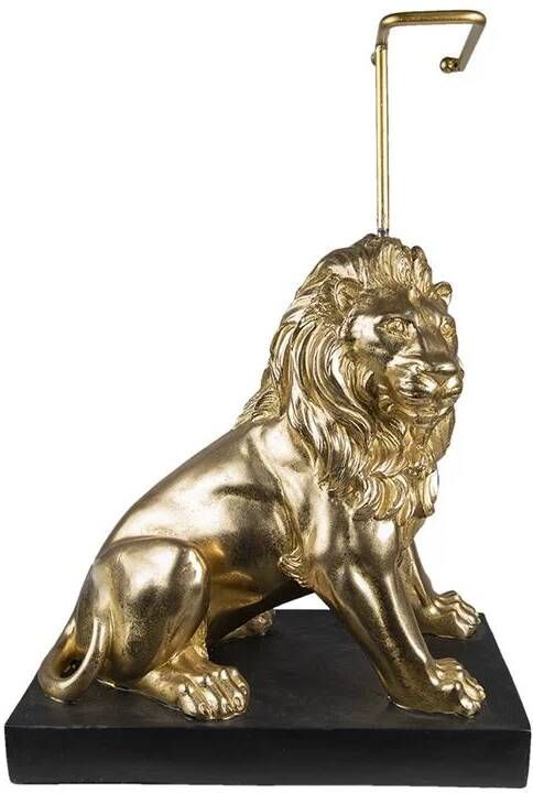 Clayre & Eef WC Rol houder Leeuw 40x23x58 cm Goudkleurig Zwart