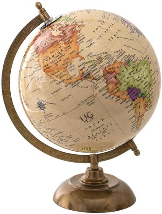 Clayre & Eef Wereldbol 22x30 cm Beige Hout Metaal Globe
