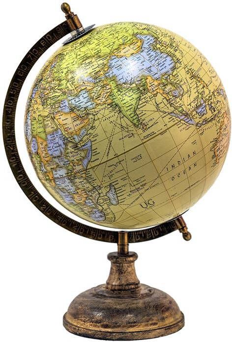 Clayre & Eef Wereldbol 22x37 cm Geel Oranje Hout Ijzer Globe