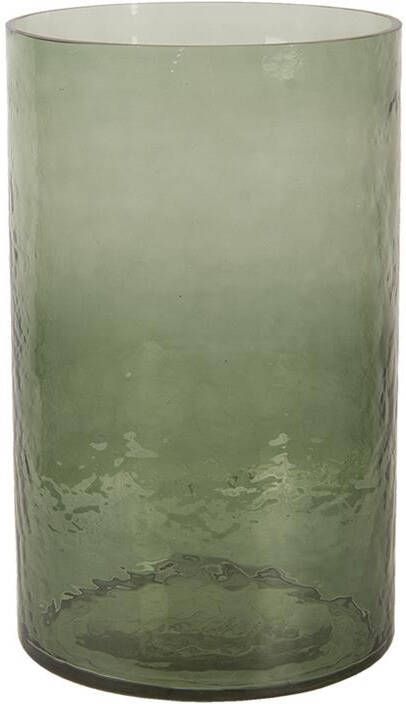 Clayre & Eef Windlicht Ø 15x25 cm Groen Glas Rond Kaarsenhouder