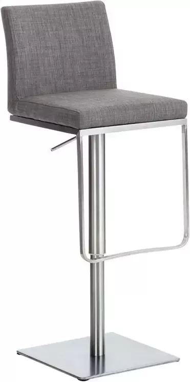 CLP Panama Barkruk Met rugleuning Voetsteun Stof grijs roestvrij staal - Foto 2