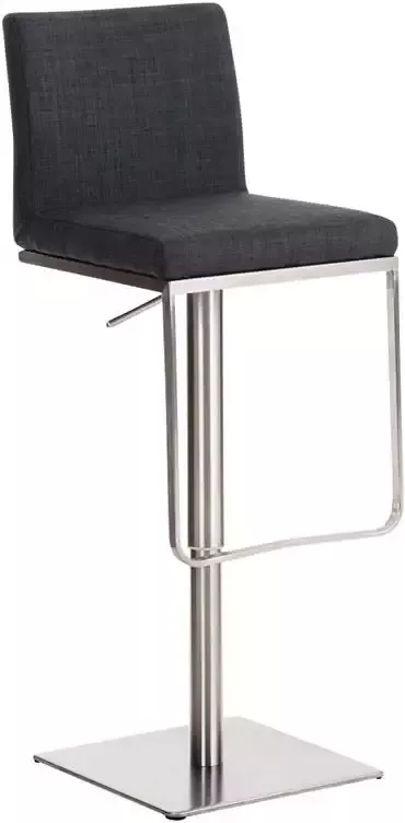 Clp Panama Barkruk Met rugleuning Voetsteun Stof donkergrijs roestvrij staal - Foto 2