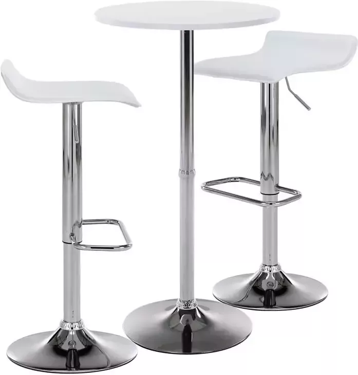 Clp Esberg 2 delige bar tafel set Bartafel met barstoelen Binnen Hoog Kunstleer wit