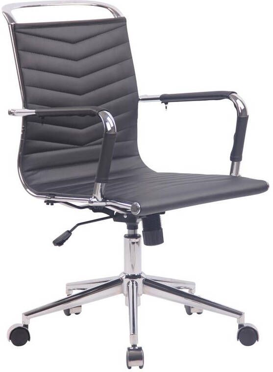 Clp Burnley Bureaustoel Kunstleer of Echt leer Zithoogte: 44 54 cm Ergonomische design managersstoel 360°-draaistoel zwart Imitatieleer