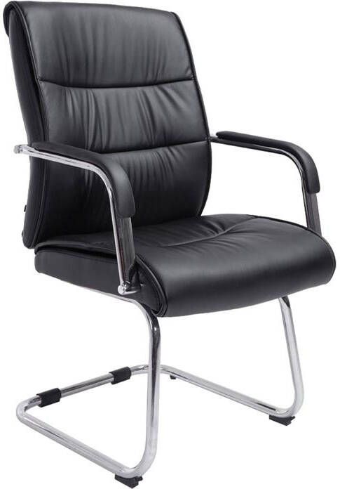 Clp Sievert Bezoekersstoel Met armleuning Eetkamerstoel Kunstleer zwart
