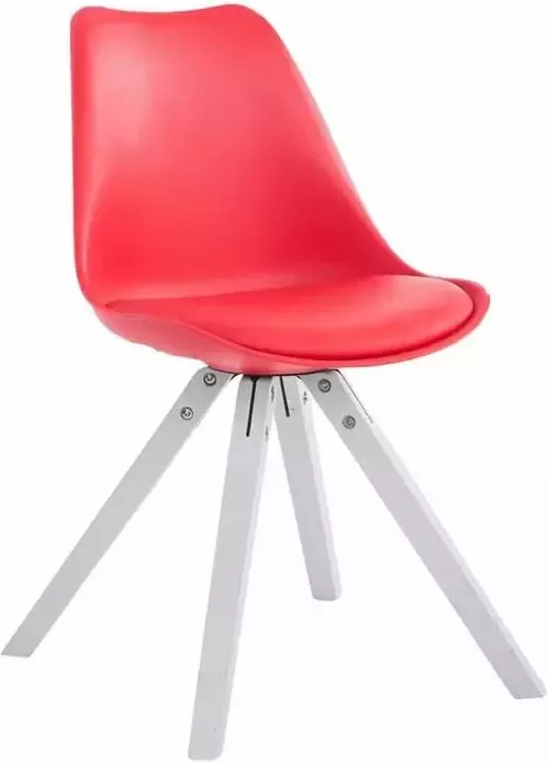 Clp Toulouse Eetkamerstoel Vierkant frame Kunstleer rood wit - Foto 3