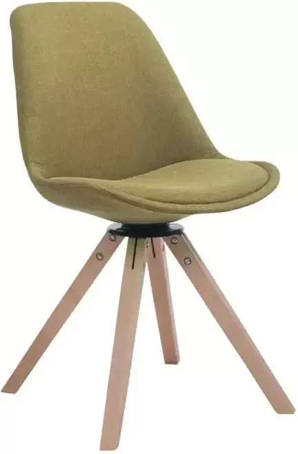 Clp Design retro bezoekersstoel TROYES SQUARE loft chair draaibare kuipstoel stof Groen Kleur onderstel natura (eiken)