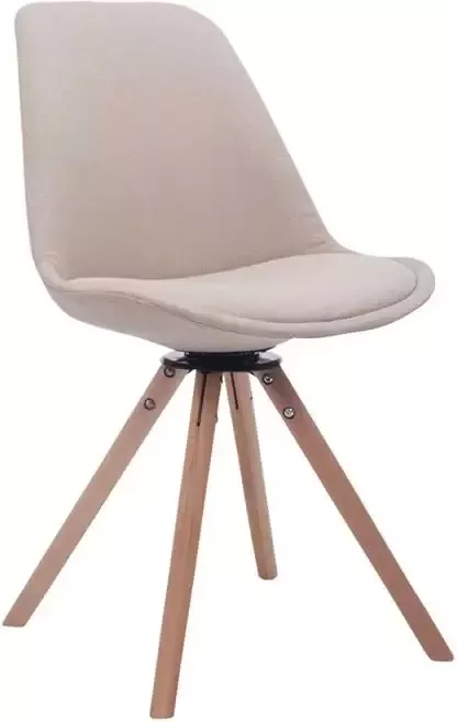 Clp Troyes Bezoekersstoel Stof Crème houten onderstel kleur natura ronde poot