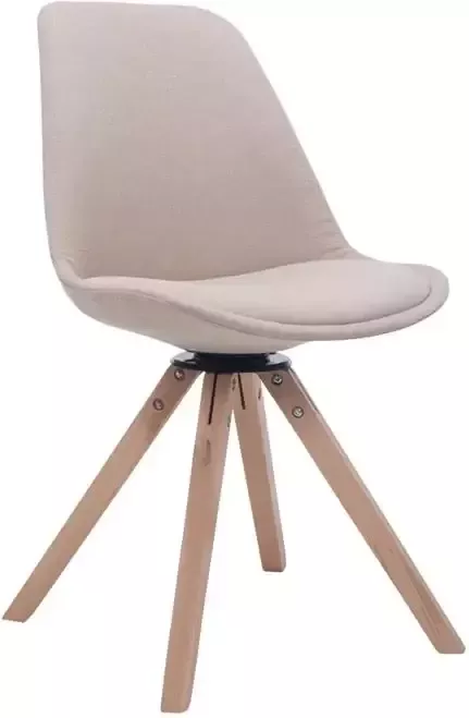 Clp Troyes Bezoekersstoel Stof Crème houten onderstel kleur natura hoekige poot