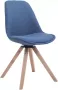 Clp Troyes Bezoekersstoel Stof Blauw houten onderstel kleur natura hoekige poot - Thumbnail 1