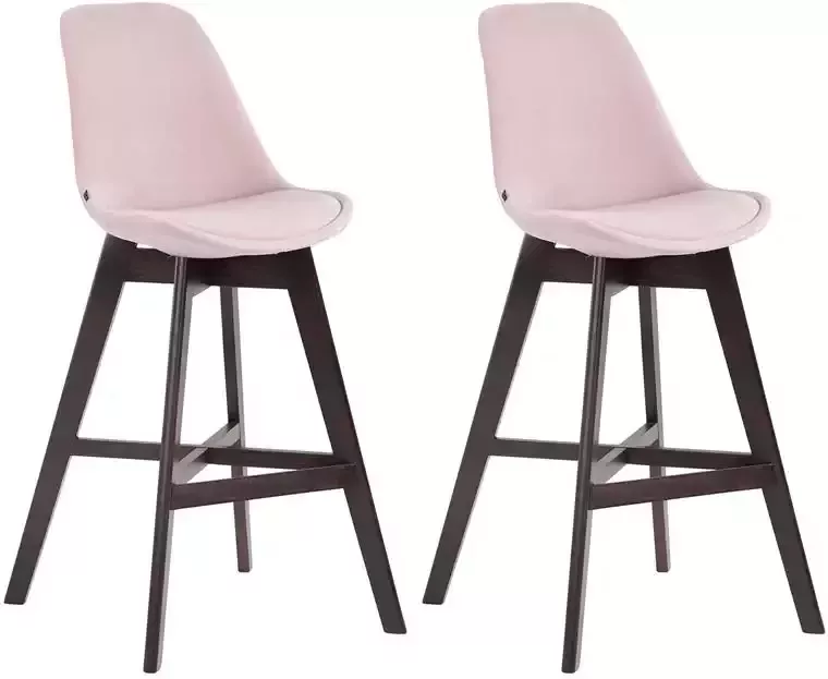 CLP Set van 2 barkrukken Cannes Cappuccino Frame Fluweel - Foto 1