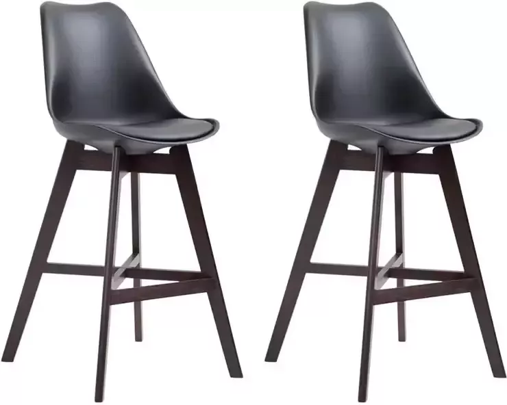 Clp Cannes Set van 2 barkrukken Kunststof & Kunstleer Zwart Cappuccino - Foto 2