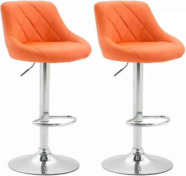 Clp Lazio Set van 2 barkrukken Kunstleer Oranje - Foto 2