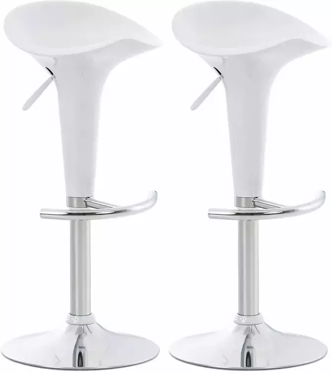 Clp Saddle Set van 2 barkrukken Verstelbaar Voetsteun Kunststof wit