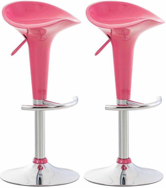 Clp Saddle Set van 2 barkrukken Verstelbaar Voetsteun Kunststof roze