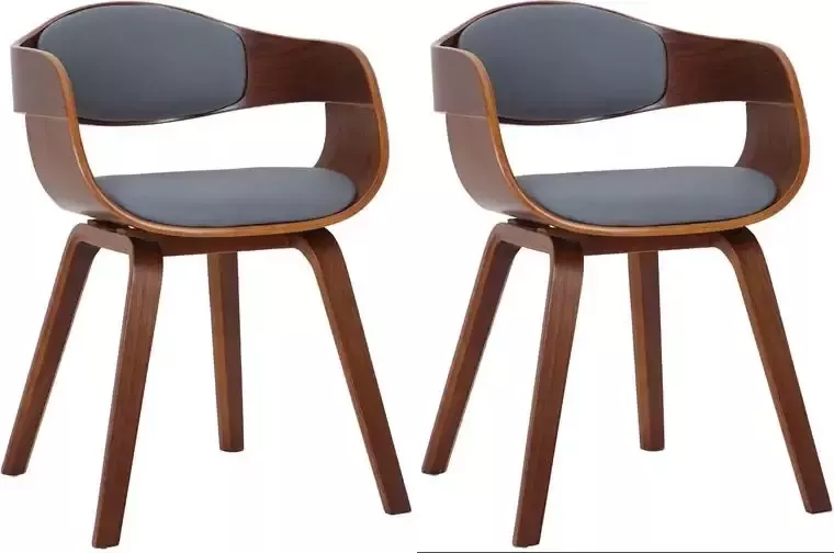 CLP Set van 2 Eetkamerstoelen Kingston Walnoot Frame Kunstleer