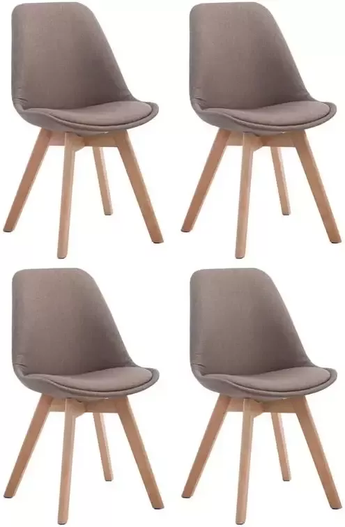 Clp Borneo V2 Set van 4 eetkamerstoelen Stof taupe natura (eik) - Foto 2