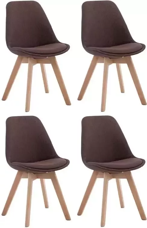 Clp Borneo V2 Set van 4 eetkamerstoelen Stof bruin natura (eik) - Foto 2
