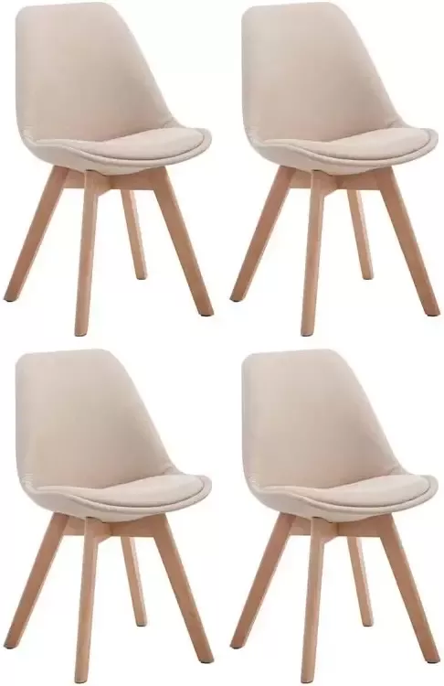 Clp Borneo V2 Set van 4 eetkamerstoelen Stof creme natura - Foto 2