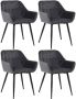 Clp Emia Set van 4 eetkamerstoelen Met armleuning Velvet Fluweel grijs Fluweel - Thumbnail 1