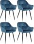 Clp Emia Set van 4 eetkamerstoelen Met armleuning Velvet Fluweel blauw Fluweel - Thumbnail 1