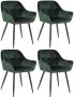 Clp Emia Set van 4 eetkamerstoelen Met armleuning Velvet Fluweel groen Fluweel - Thumbnail 1