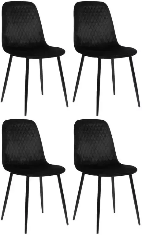Clp Giverny Set van 4 eetkamerstoelen zonder armleuning zwart Fluweel