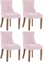 Clp Inverness Set van 4 eetkamerstoelen fluweel roze antiek licht - Thumbnail 1