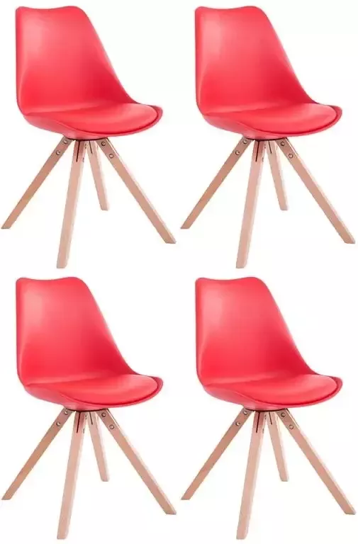 CLP Set van 4 eetkamerstoelen Toulouse Natura Vierkant Frame Kunstleer - Foto 2