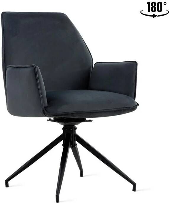 Relaxt Wonen Eetkamerstoel Jill Velvet Charcoal Set van 2 stuks - Foto 2