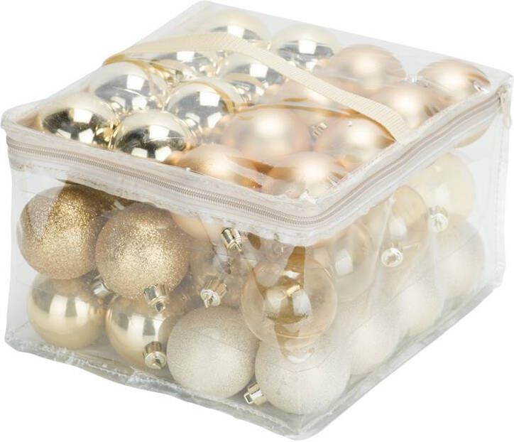 Cosy & Trendy Kerstballen 48 stuks goud in opbergtas 6 cm
