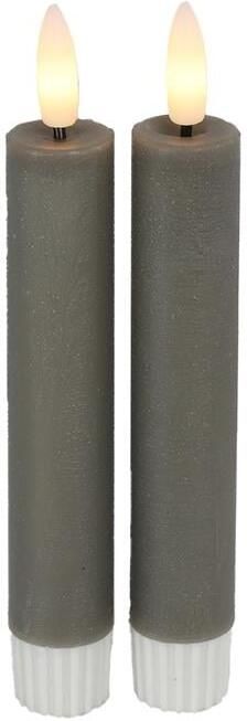 Countryfield Led kaarsen|dinerkaarsen 2x stuks grijs 15 cm