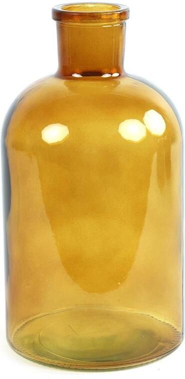 Countryfield Vaas -goudgeel glas -apotheker fles vorm-D14xH27cm