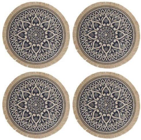 Creative Tops Placemats Rond Set van 4 Geweven Blauw Creative