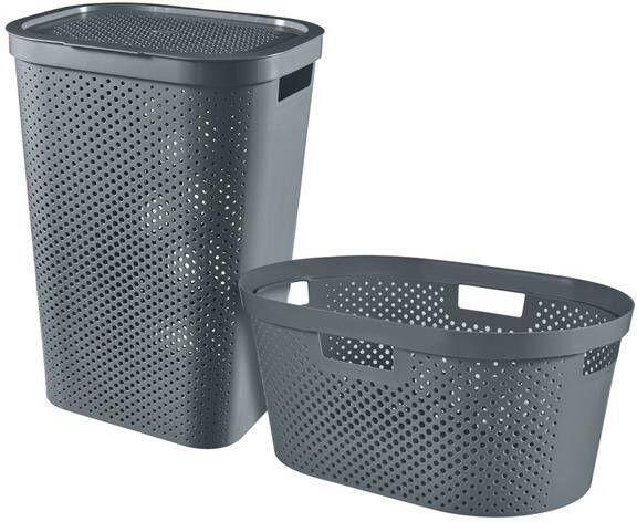 Curver Infinity Recycled Wasmand 60L + Wasmand 40L Grijs