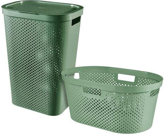 Curver Infinity Recycled Wasmand 60L + Wasmand 40L Groen
