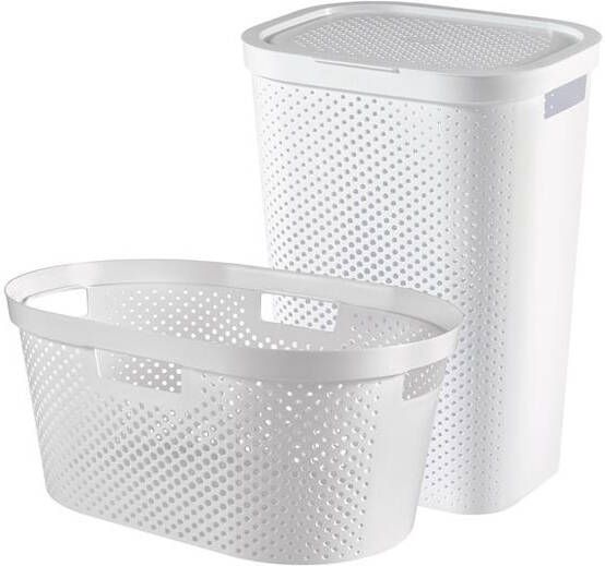 Curver Infinity Recycled Wasmand 60L + Wasmand 40L Wit