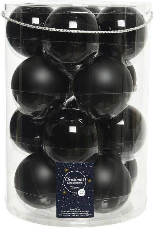 Decoris kerstballen 26x stuks glas zwart 8 cm