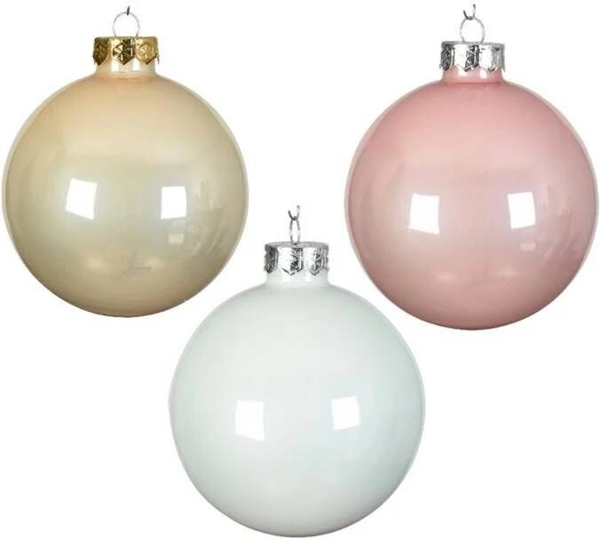 Decoris Kerstballen 49 stuks lichtroze|parel|wit glas 6 cm