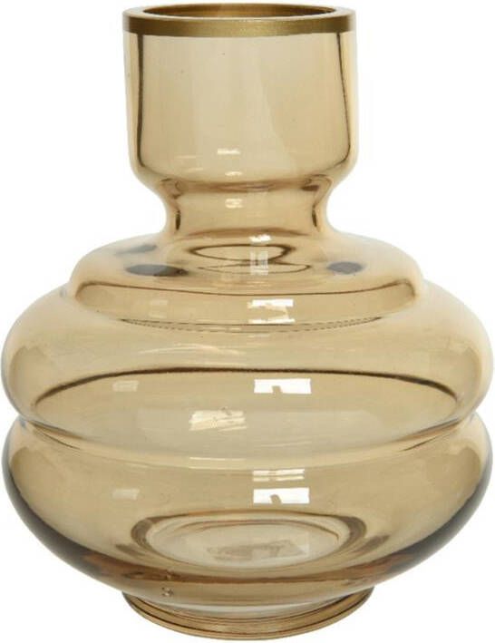 Decoris Vaas amber transparant-goud H18 x D15 cm