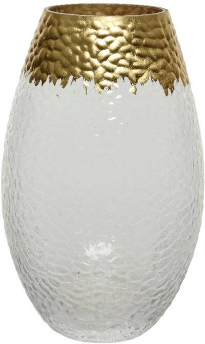 Decoris Vaas transparant-goud glas 20 x 12 cm