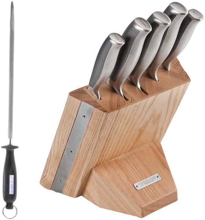 Diamant Sabatier Riyouri Messenblok 5-delig Naturel Eiken Hout|RVS