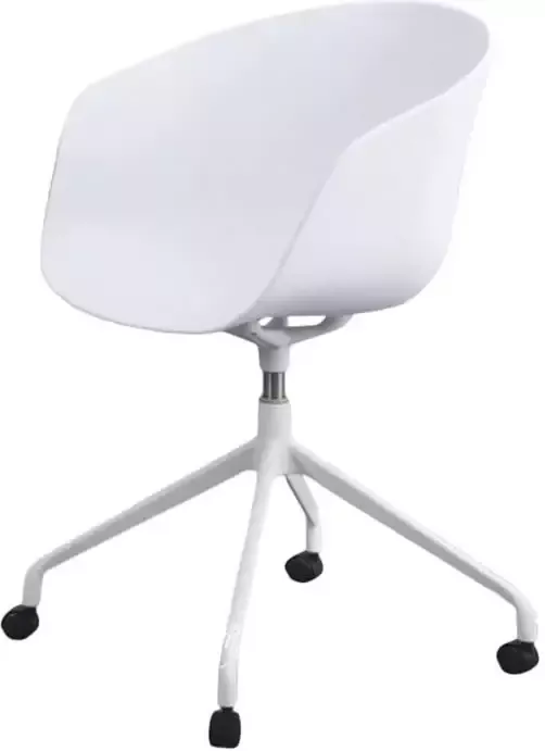 DS4U Bay bureaustoel design bureaustoel kuipstoel kunststof met wieltjes met armleuning wit draaibaar - Foto 2