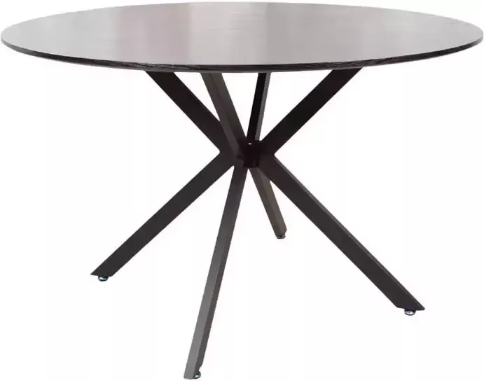DS4U Eettafel Julio MDF hout houtlook 120 cm zwart tafelblad zwart metaal onderstel rond - Foto 2