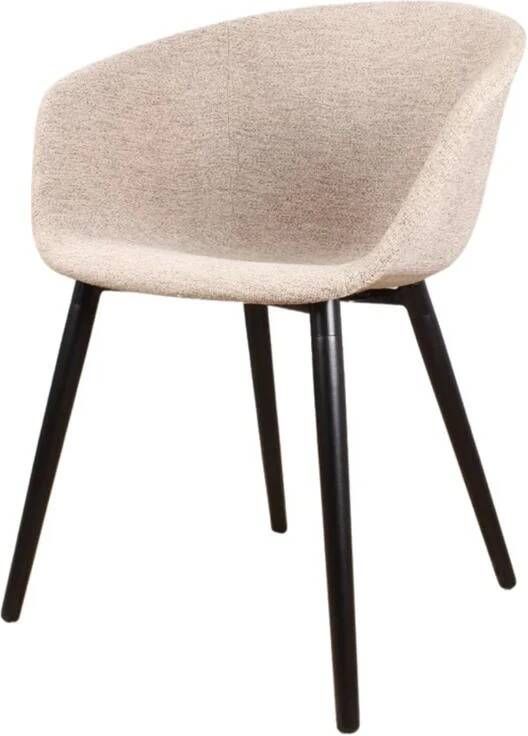 DS4U Liva Eetkamerstoel Stof Beige Vriendelijk Strak en Comfortabel Optimaal Comfort Geweven Stof voor een Moderne en Trendy Look Luxueuze Uitstraling Vier Zwarte Metalen Poten Creëer een Unieke Uitstraling met Kleurcombinaties - Foto 3