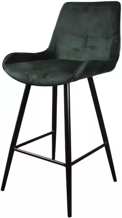 DS4U Lucas Barkruk Velvet Groen 66 cm Zithoogte Velours Bar Kruk Eetkamer Stoel Fluweel Kruk Rugleuning Barstoel met Voetsteun Design Barkrukken Zwarte Metalen Poten - Foto 2