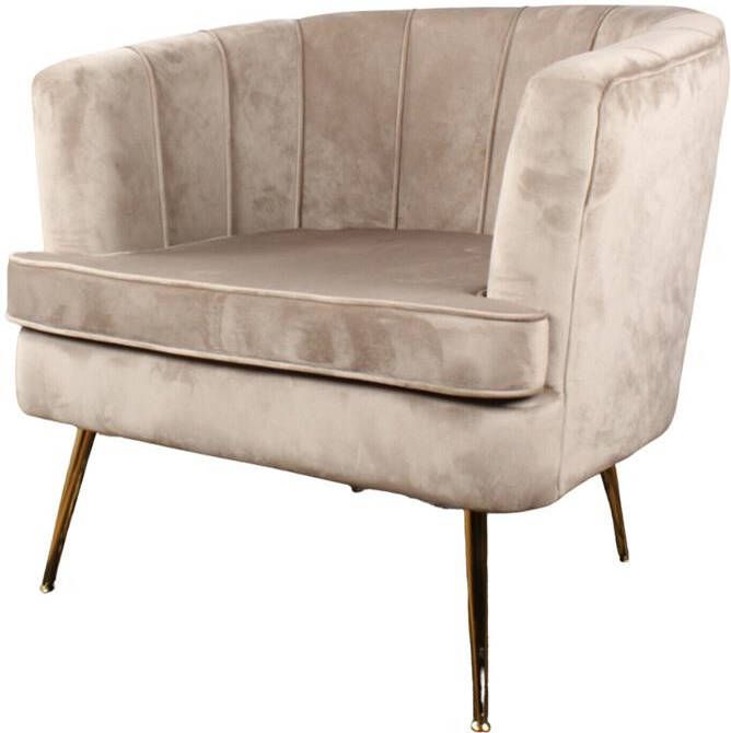 DS4U fauteuil Norah sofa velvet velours fluweel stof champagne goudkleurig onderstel met armleuning