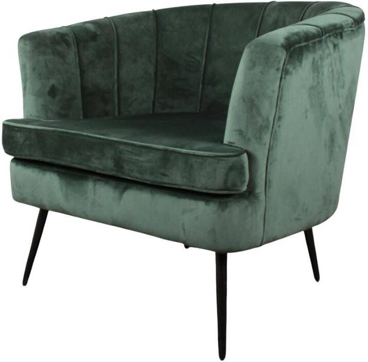 DS4U norah fauteuil sofa velvet velours fluweel stof vintage groen goudkleurig onderstel met armleuning - Foto 2