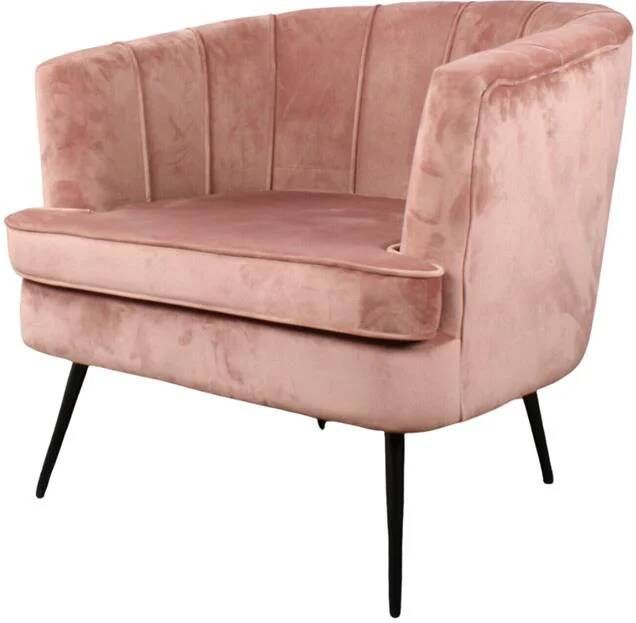 DS4U norah fauteuil sofa velvet velours fluweel stof vintage roze goudkleurig onderstel met armleuning - Foto 2
